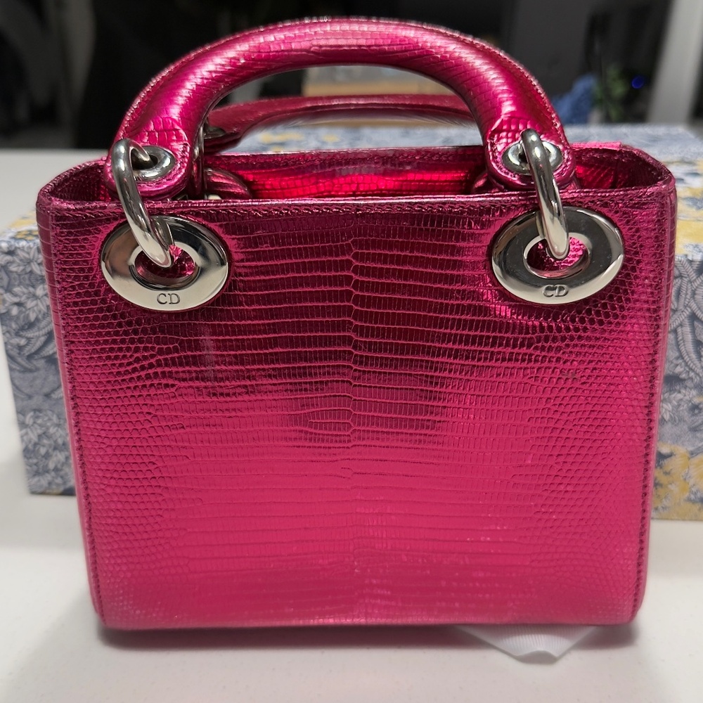 Mini Lady Dior Python Skin -Pink - image 3